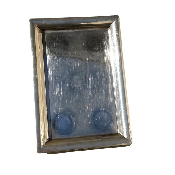 RECTANGULAR SILVER TONE SERVING TRAY - Picture 3 of 5